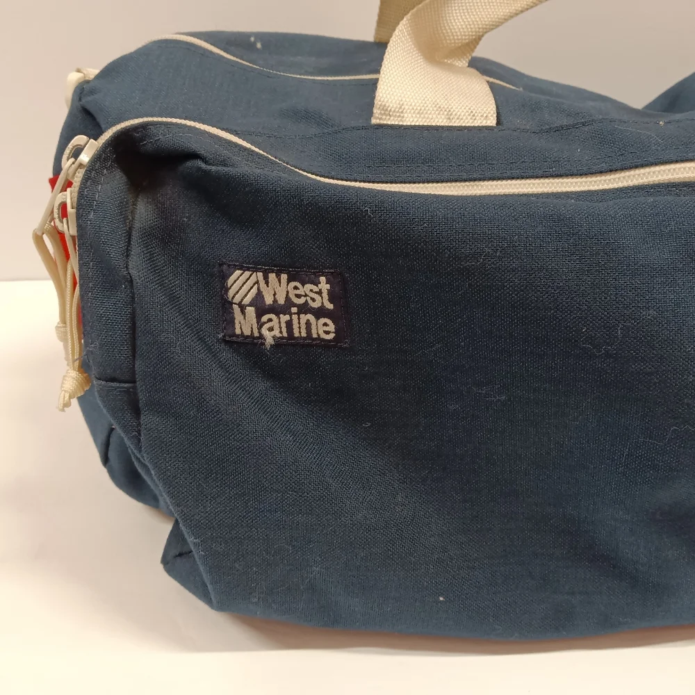 Vintage West Marine Navy/White Nylon Sailing Duffle Bag
